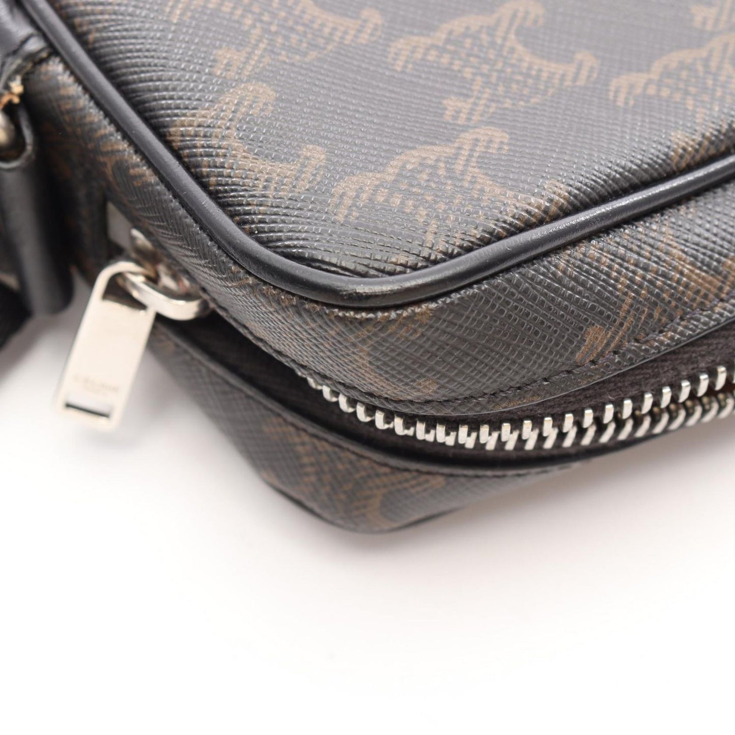Celine Shoulder Bag Triomphe Black Brown White Canvas Leather — view 5