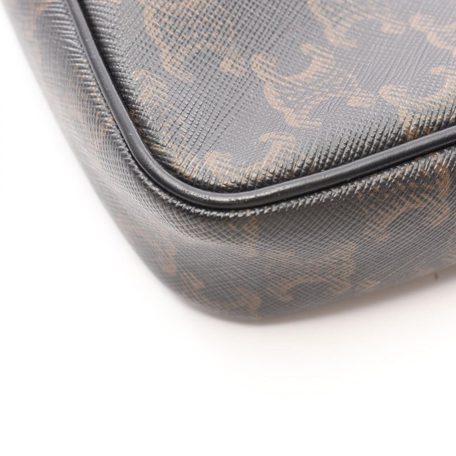 Celine Shoulder Bag Triomphe Black Brown White Canvas Leather — view 6