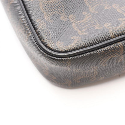 Celine Shoulder Bag Triomphe Black Brown White Canvas Leather — view 6