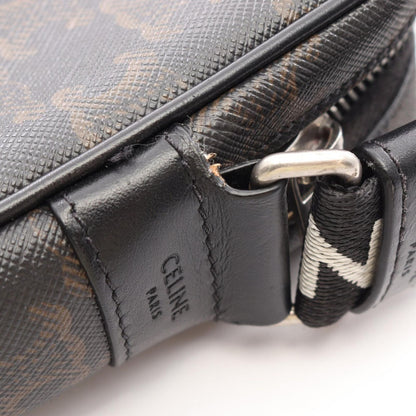 Celine Shoulder Bag Triomphe Black Brown White Canvas Leather — view 8