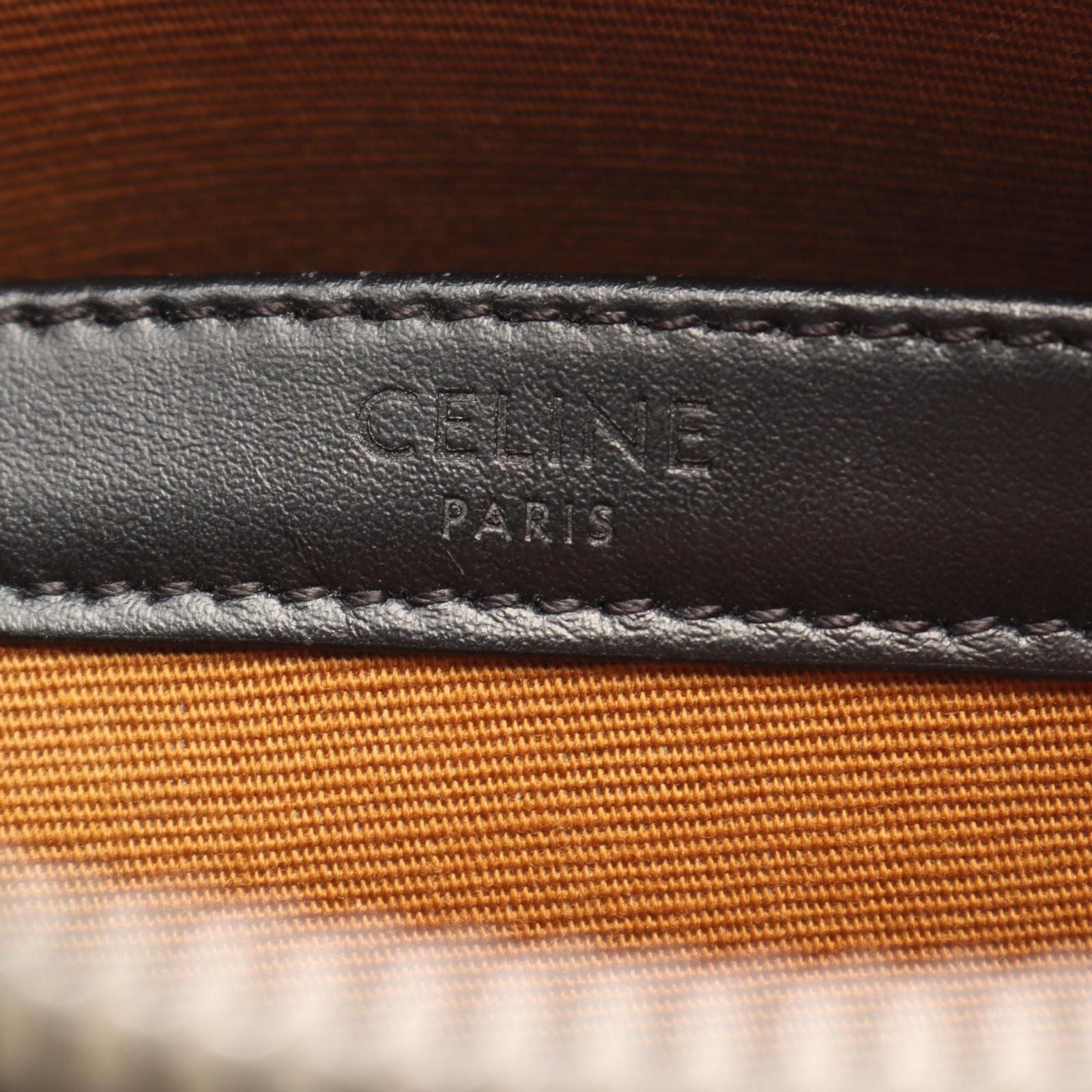Celine Shoulder Bag Triomphe Black Brown White Canvas Leather — view 4