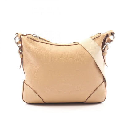 Prada Shoulder Bag Logo Beige Leather Jacquard