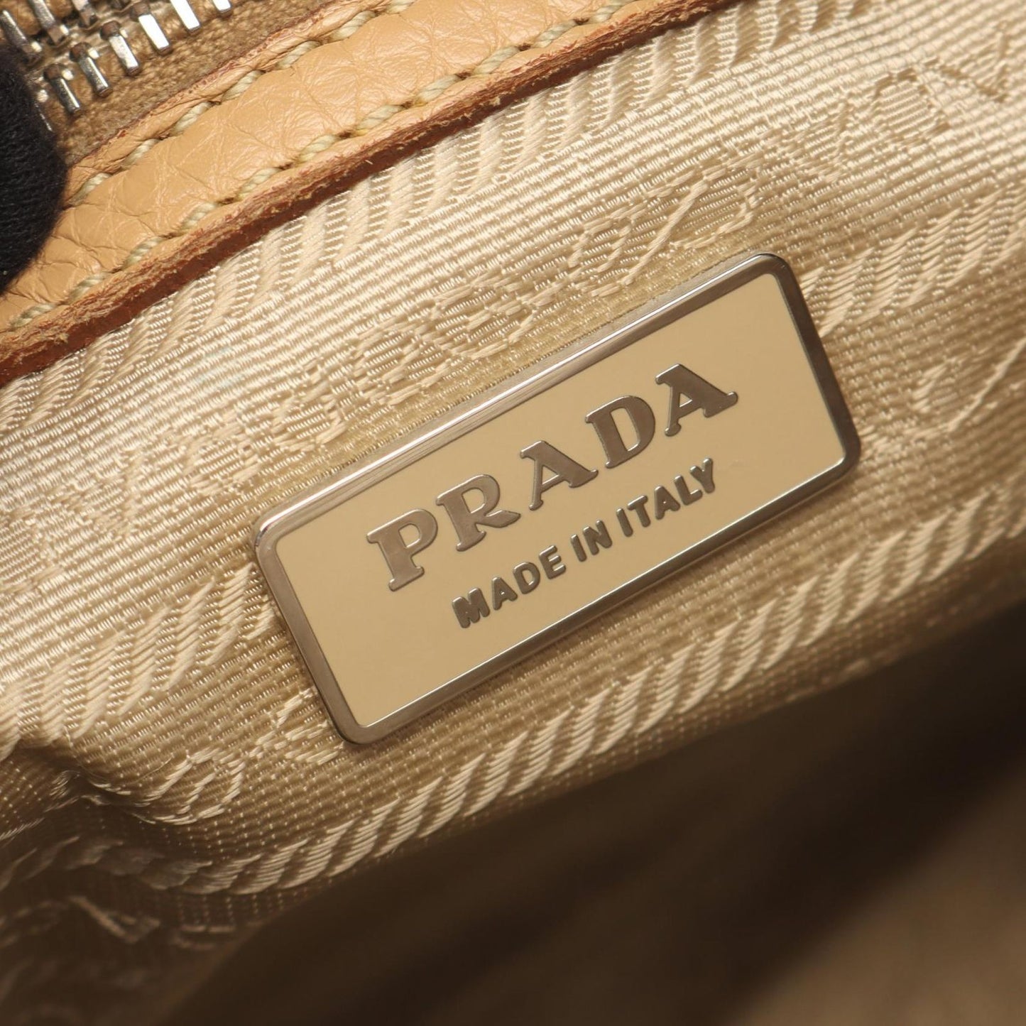 Prada Shoulder Bag Logo Beige Leather Jacquard — view 4