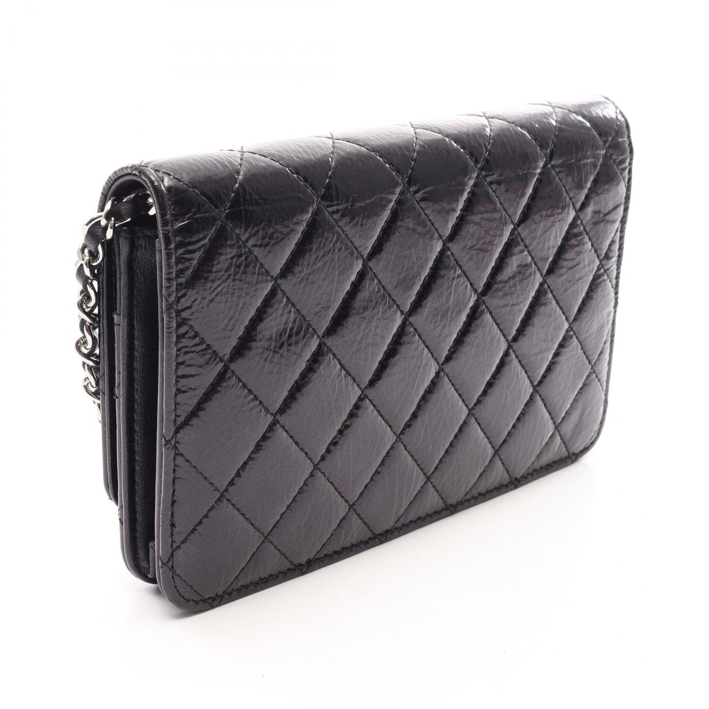 Chanel Shoulder Bag Quilted Black Leather Chain Wallet — view 2
