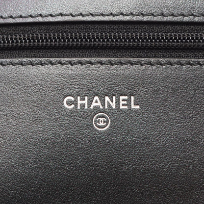Chanel Shoulder Bag Quilted Black Leather Chain Wallet — view 4
