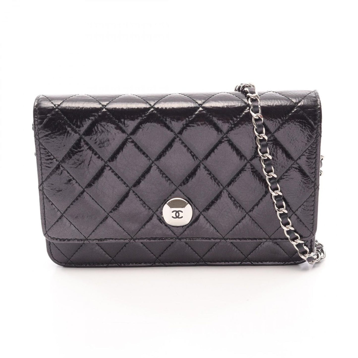 Chanel Shoulder Bag Quilted Black Leather Chain Wallet
