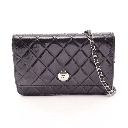 Chanel Shoulder Bag Quilted Black Leather Chain Wallet