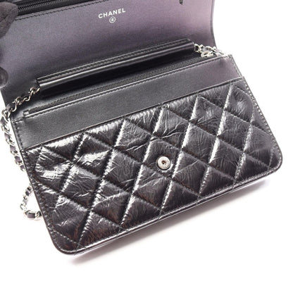 Chanel Shoulder Bag Quilted Black Leather Chain Wallet — view 8