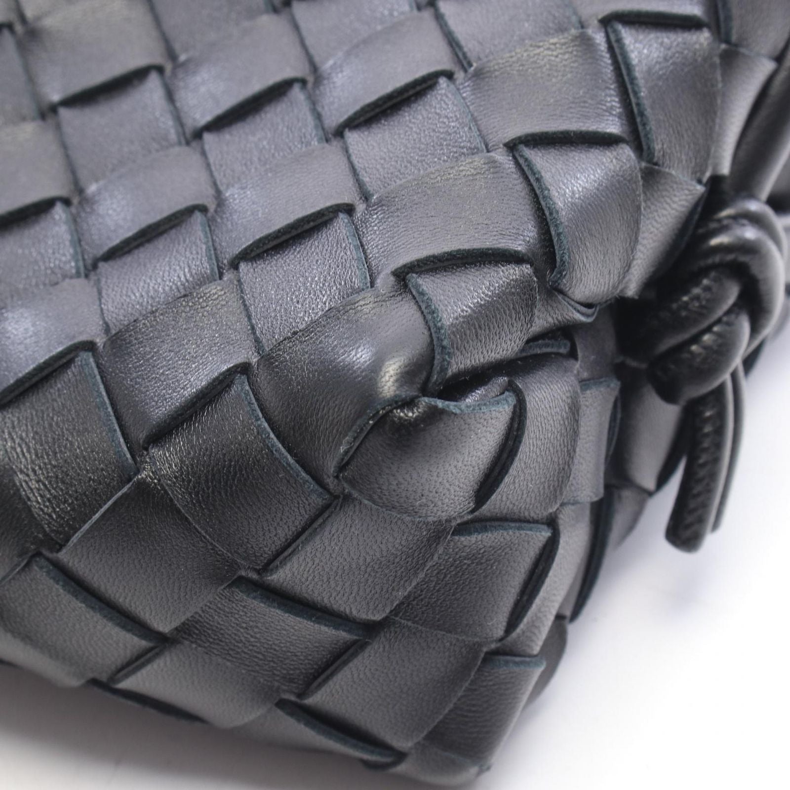 Bottega Veneta Shoulder Bag Intrecciato Mini Loop Black Leather — view 5
