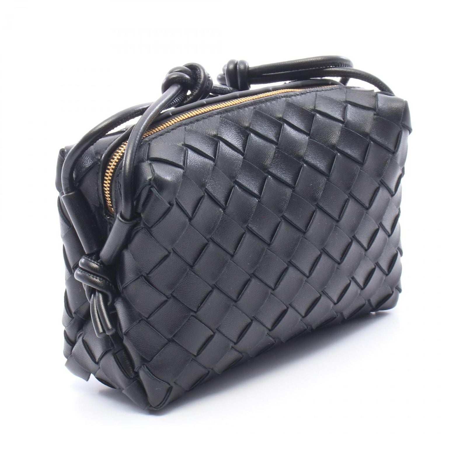 Bottega Veneta Shoulder Bag Intrecciato Mini Loop Black Leather — view 2