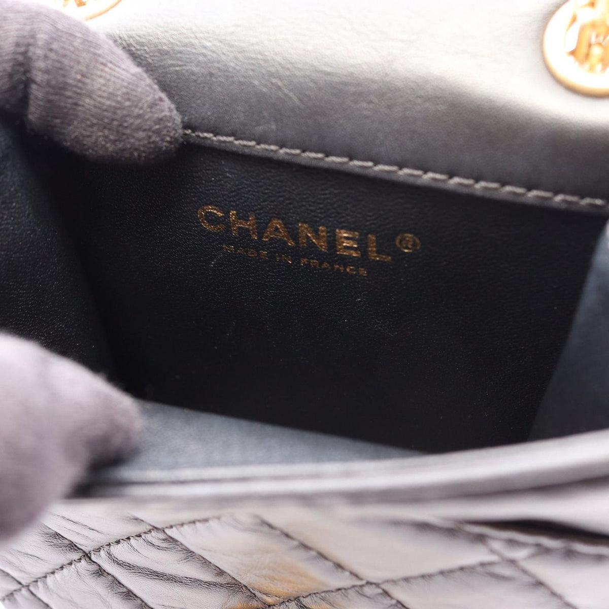 Chanel Shoulder Bag 2.55 Quilted Black Calfskin Small Chain — view 7