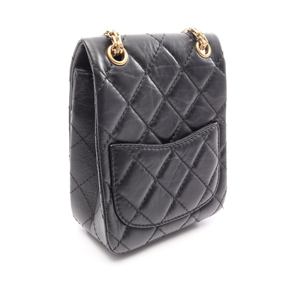 Chanel Shoulder Bag 2.55 Quilted Black Calfskin Small Chain — view 2