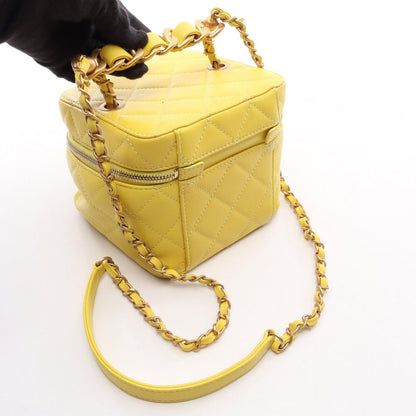 Chanel Shoulder Bag Quilted Yellow Lambskin Vanity 2-Way Chain — view 8