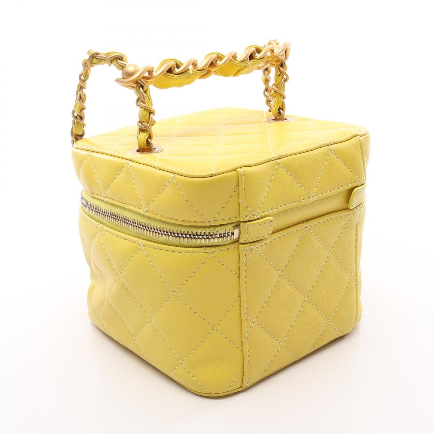 Chanel Shoulder Bag Quilted Yellow Lambskin Vanity 2-Way Chain — view 2