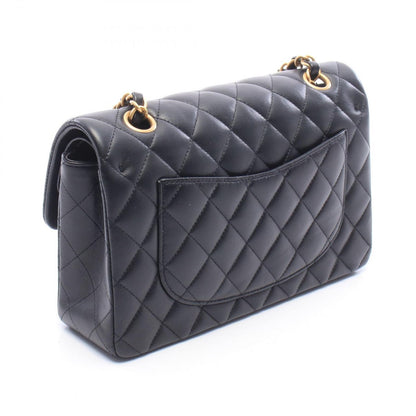 Chanel Shoulder Bag Quilted Double Flap Black Lambskin Key Charm Chain — view 2