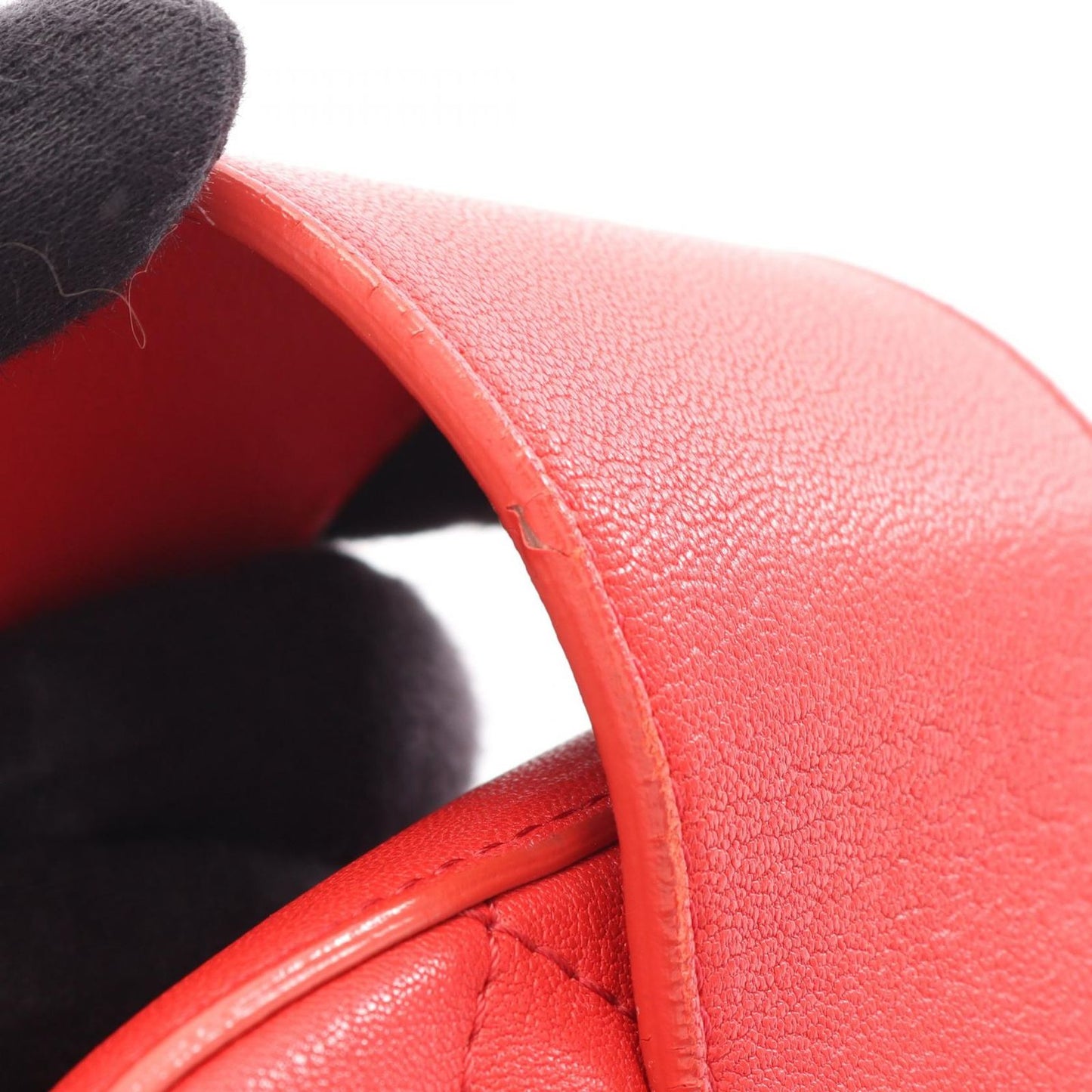 Chanel Shoulder Bag Quilted Half Here Red Leather — view 8