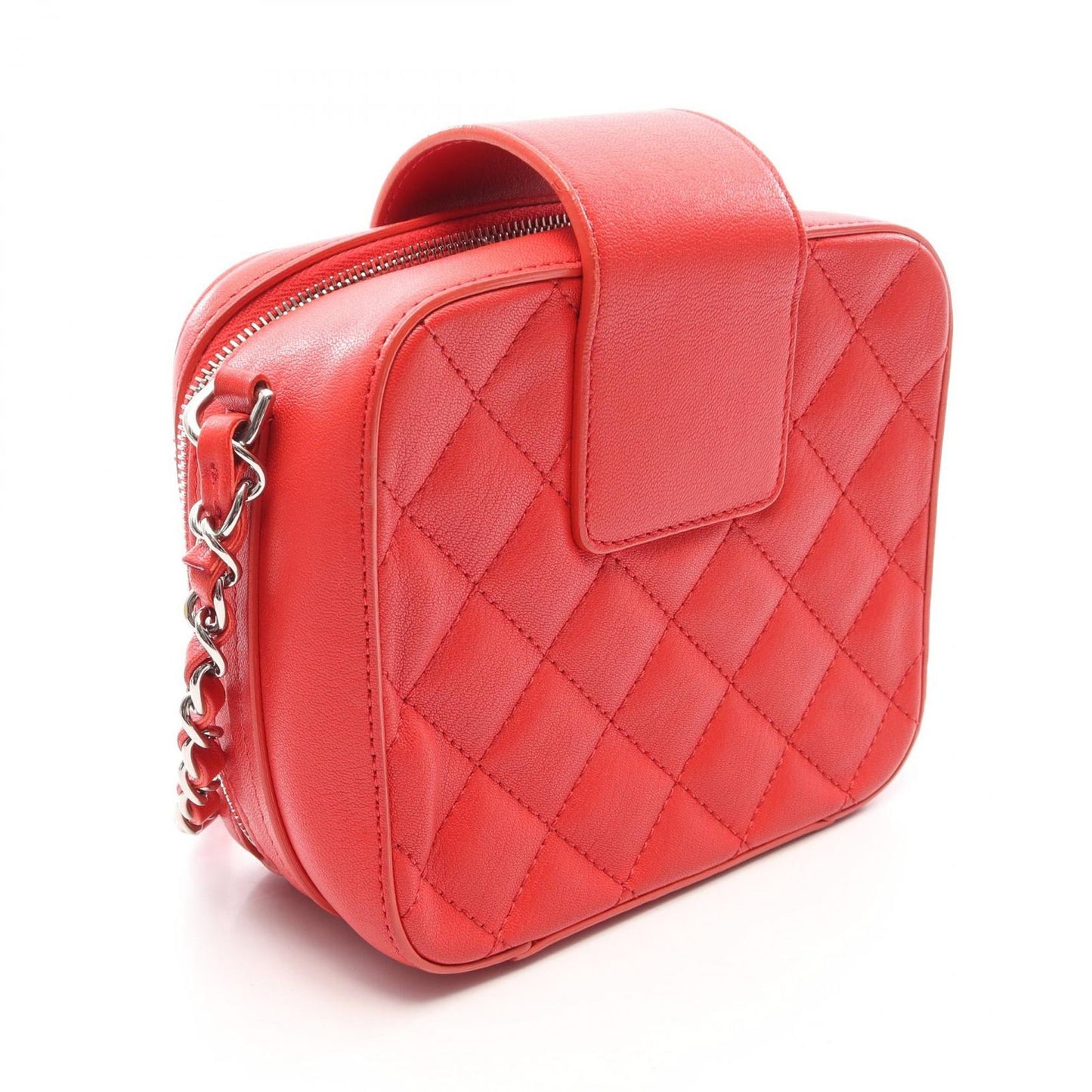 Chanel Shoulder Bag Quilted Half Here Red Leather — view 2