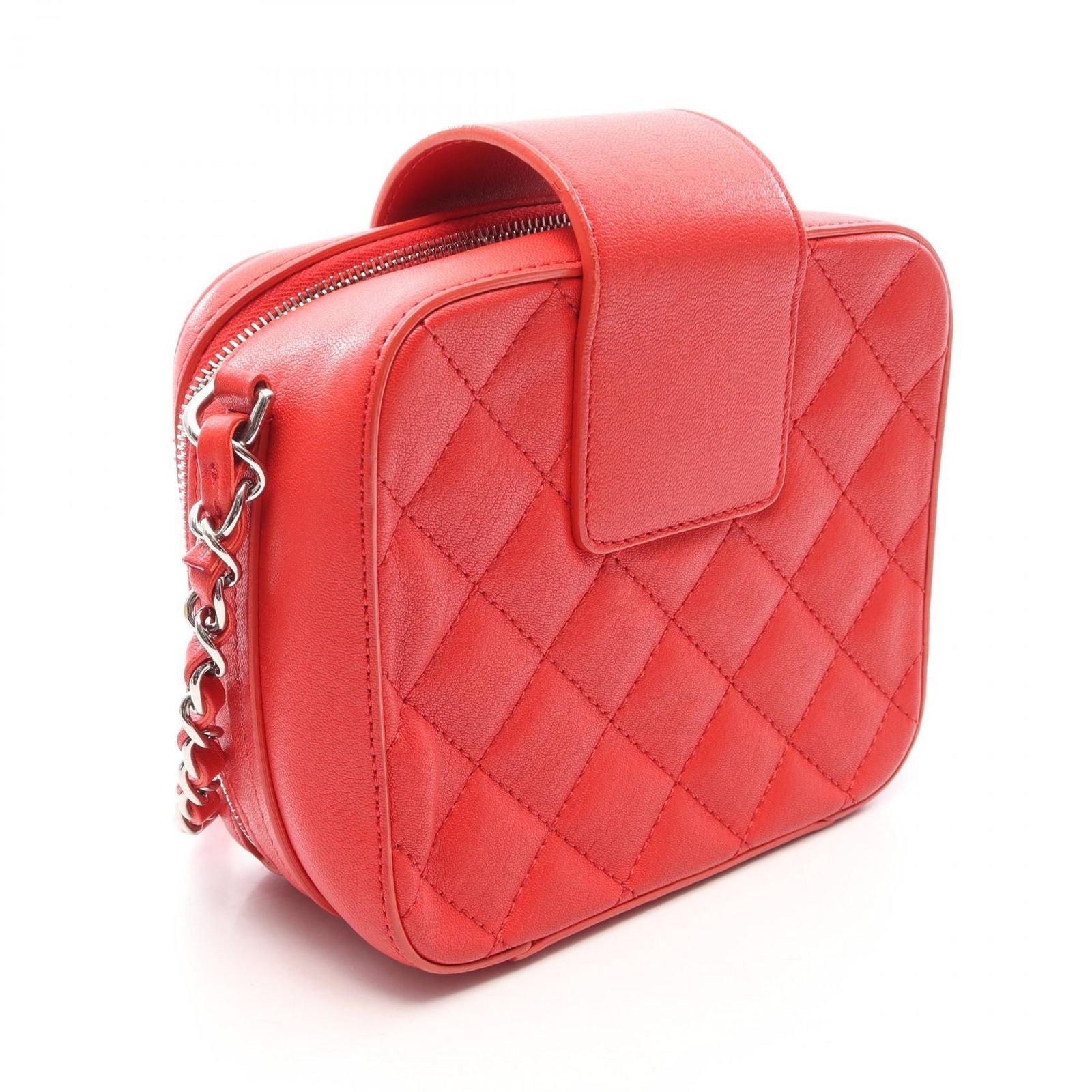 Chanel Shoulder Bag Quilted Half Here Red Leather — view 2