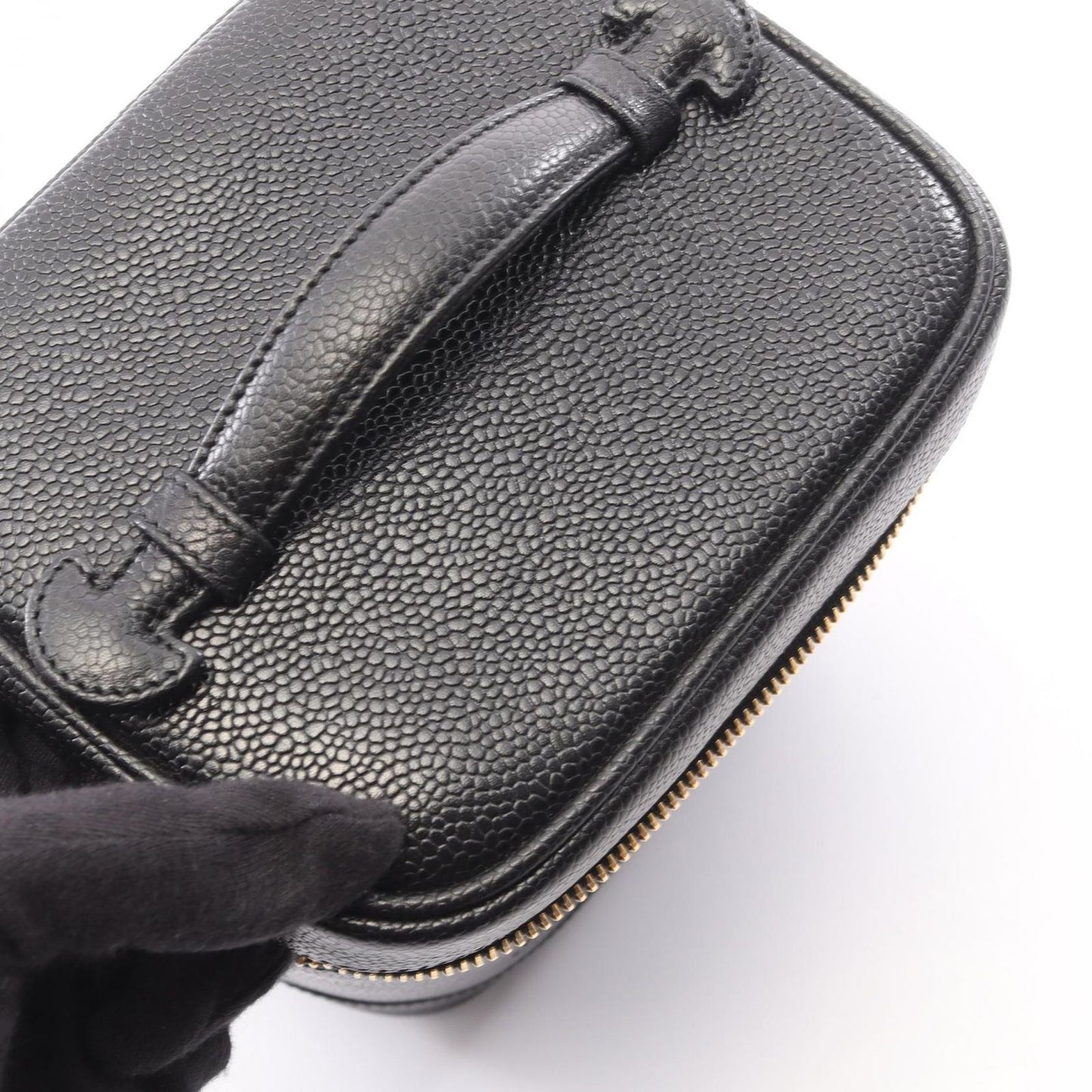 Chanel Handbag CC Logo Black Caviar Leather Vertical Vanity — view 8