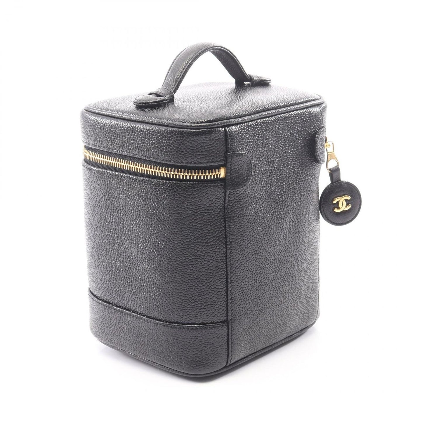 Chanel Handbag CC Logo Black Caviar Leather Vertical Vanity — view 2