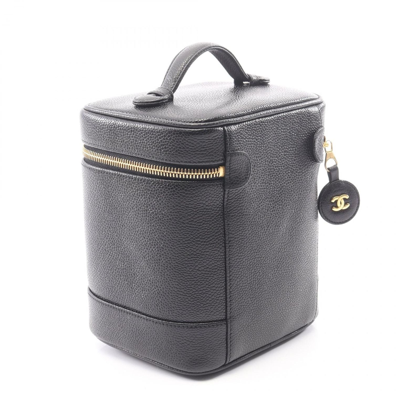 Chanel Handbag CC Logo Black Caviar Leather Vertical Vanity — view 2