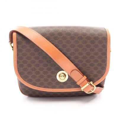 Celine Shoulder Bag Macadam Star Ball Brown Dark Canvas Leather