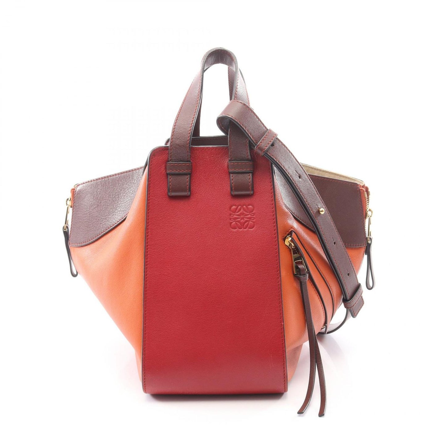 Loewe Handbag Hammock Bag Small 2-Way Dark Brown Orange Red Leather