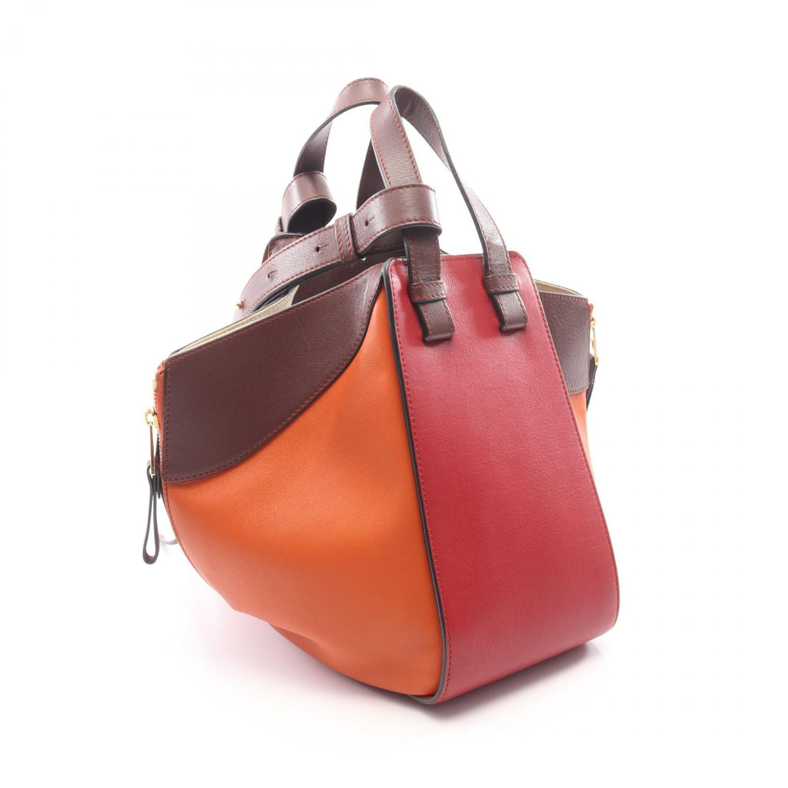 Loewe Handbag Hammock Bag Small 2-Way Dark Brown Orange Red Leather — view 2