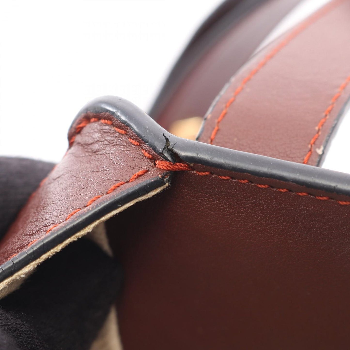 Loewe Handbag Hammock Bag Small 2-Way Dark Brown Orange Red Leather — view 5