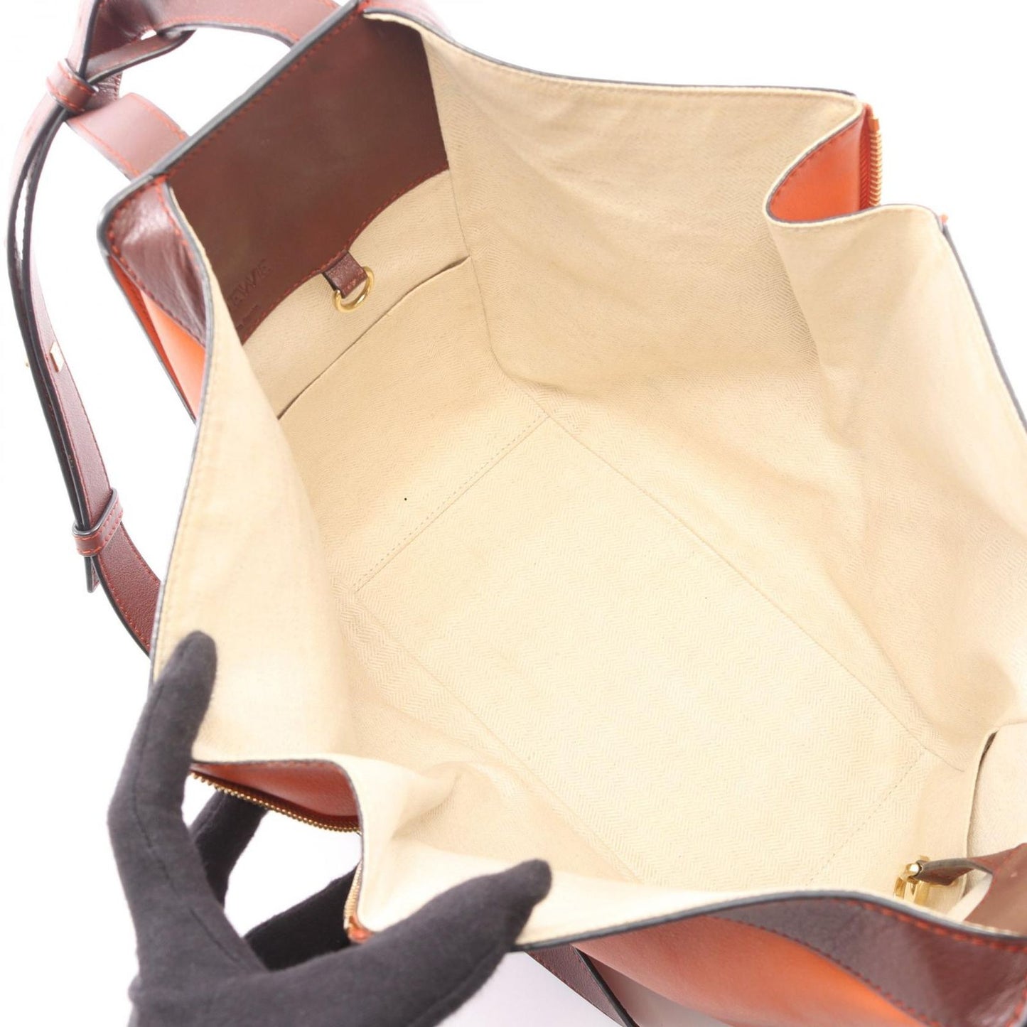Loewe Handbag Hammock Bag Small 2-Way Dark Brown Orange Red Leather — view 3