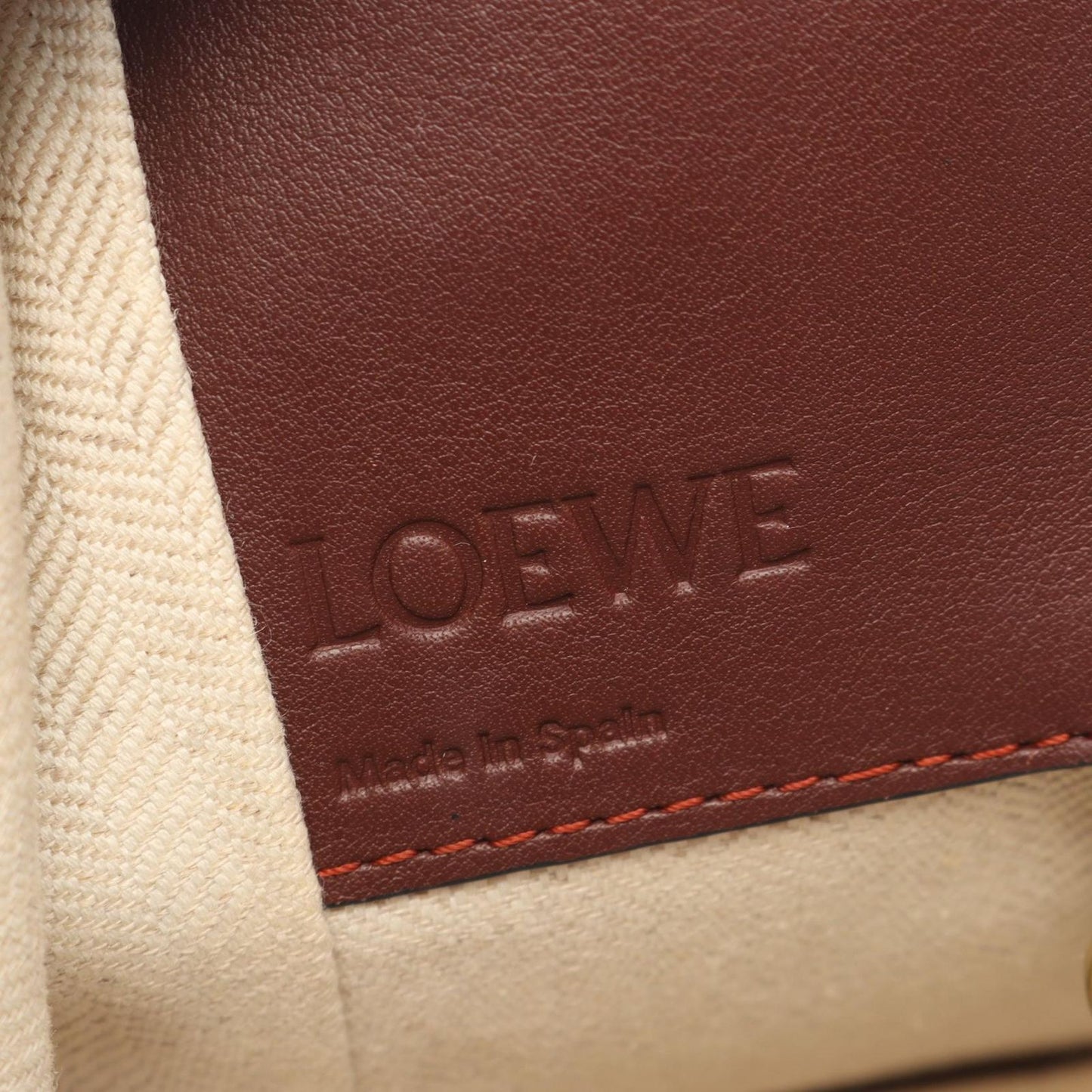 Loewe Handbag Hammock Bag Small 2-Way Dark Brown Orange Red Leather — view 4
