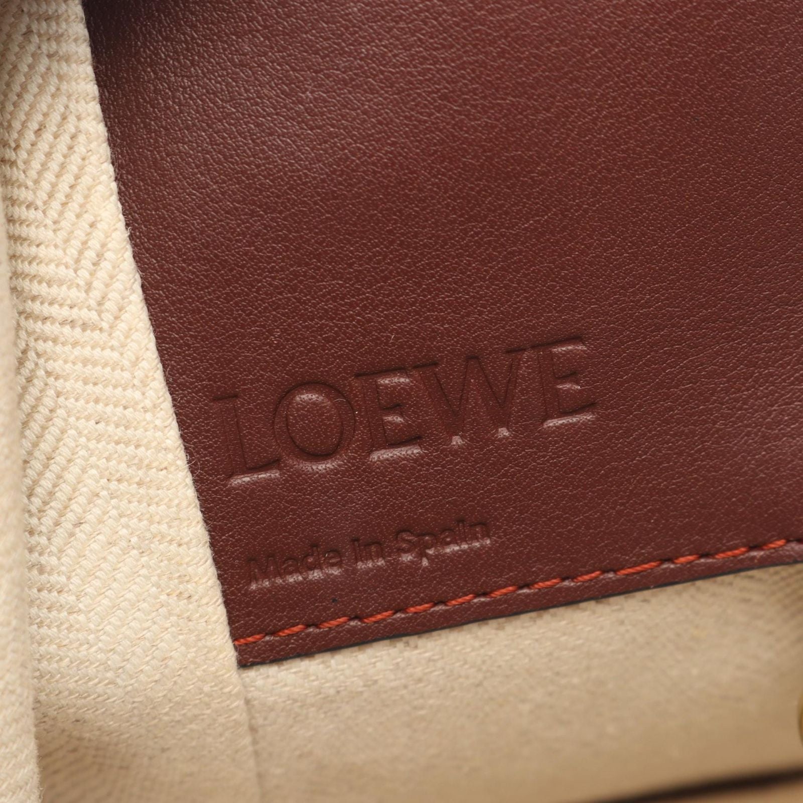 Loewe Handbag Hammock Bag Small 2-Way Dark Brown Orange Red Leather — view 4