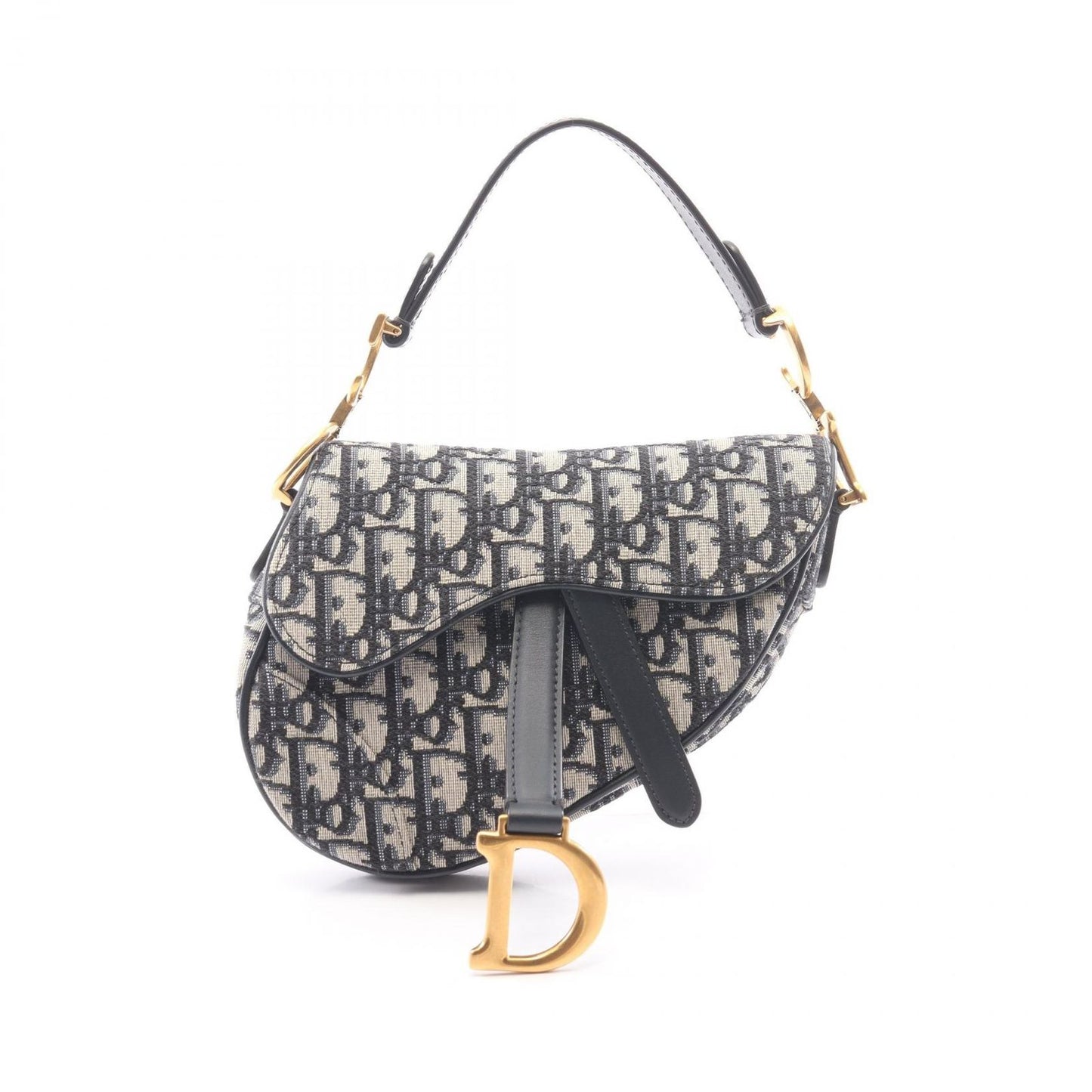 Dior Saddle Bag Mini Oblique Jacquard Navy Ivory Canvas Leather