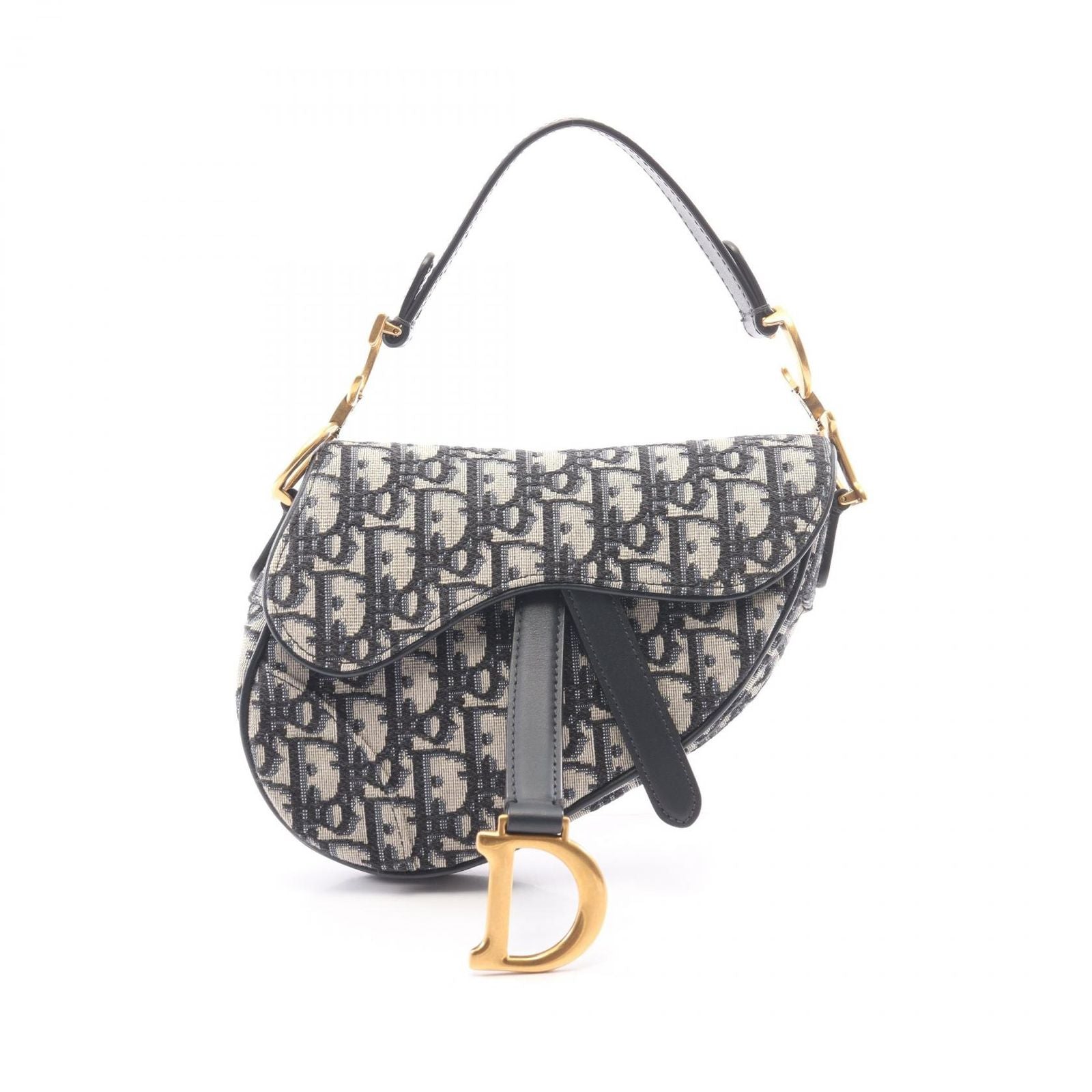 Dior Saddle Bag Mini Oblique Jacquard Navy Ivory Canvas Leather
