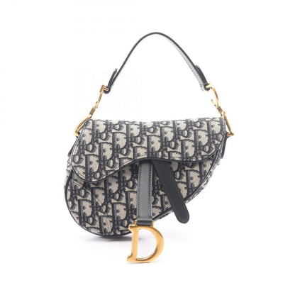 Dior Saddle Bag Mini Oblique Jacquard Navy Ivory Canvas Leather