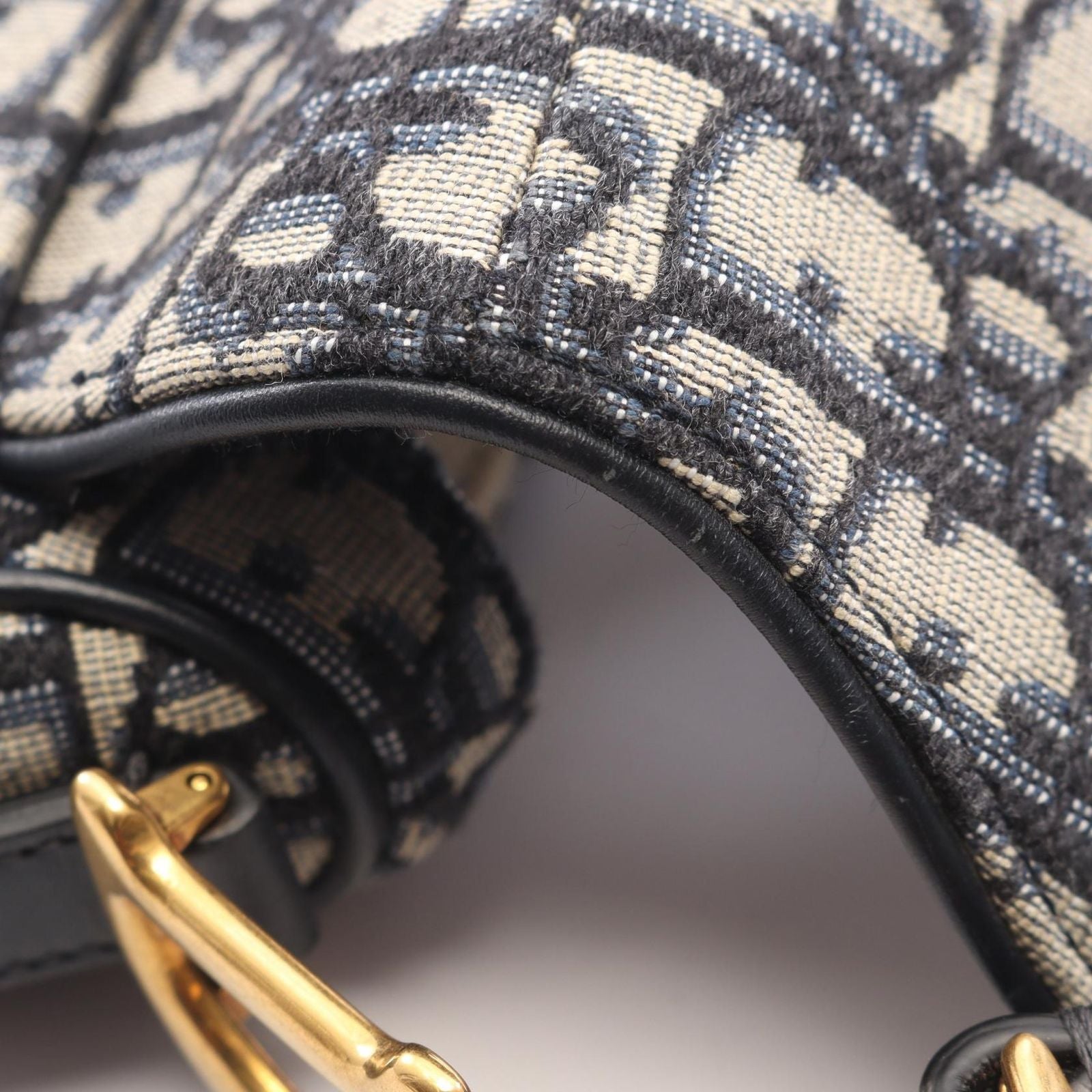Dior Saddle Bag Mini Oblique Jacquard Navy Ivory Canvas Leather — view 5