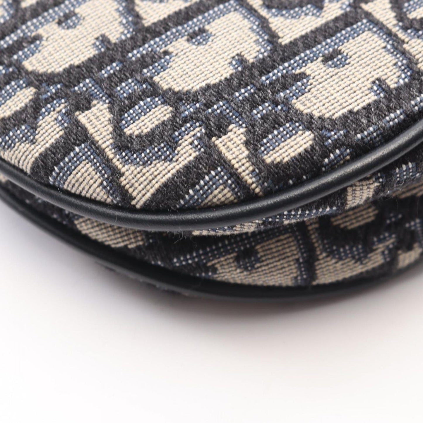 Dior Saddle Bag Mini Oblique Jacquard Navy Ivory Canvas Leather — view 6