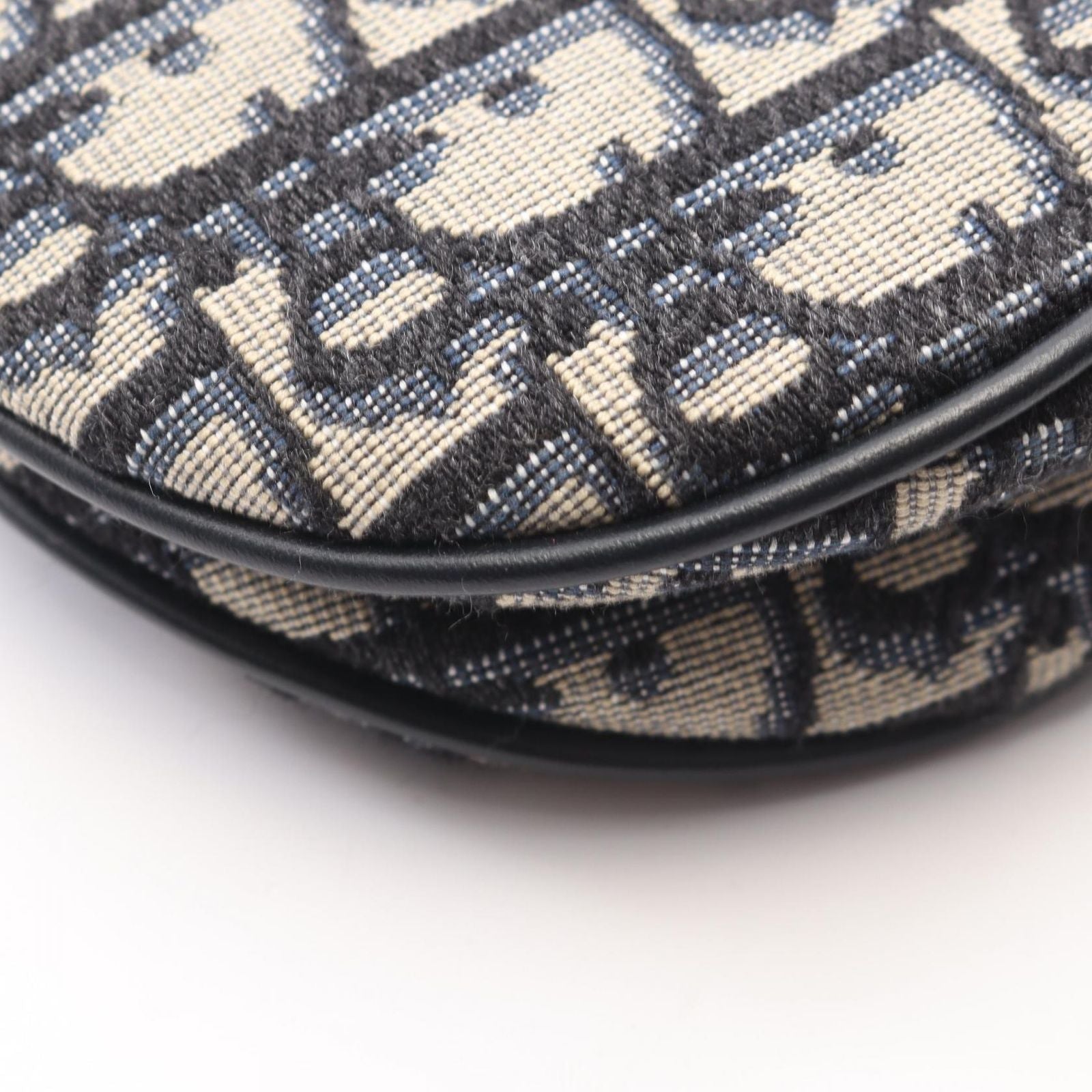 Dior Saddle Bag Mini Oblique Jacquard Navy Ivory Canvas Leather — view 6