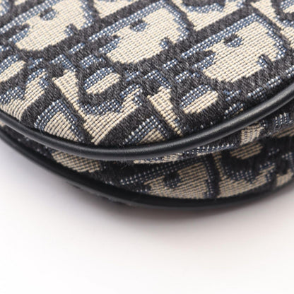 Dior Saddle Bag Mini Oblique Jacquard Navy Ivory Canvas Leather — view 6