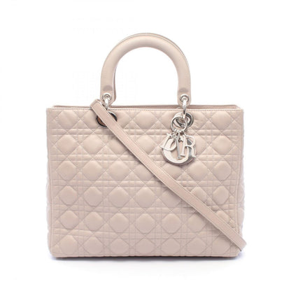 Dior Handbag Lady Dior Large 2-Way Light Beige Leather Lady Dior Tote