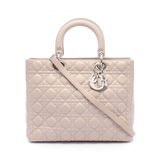 Dior Handbag Lady Dior Large 2-Way Light Beige Leather Lady Dior Tote