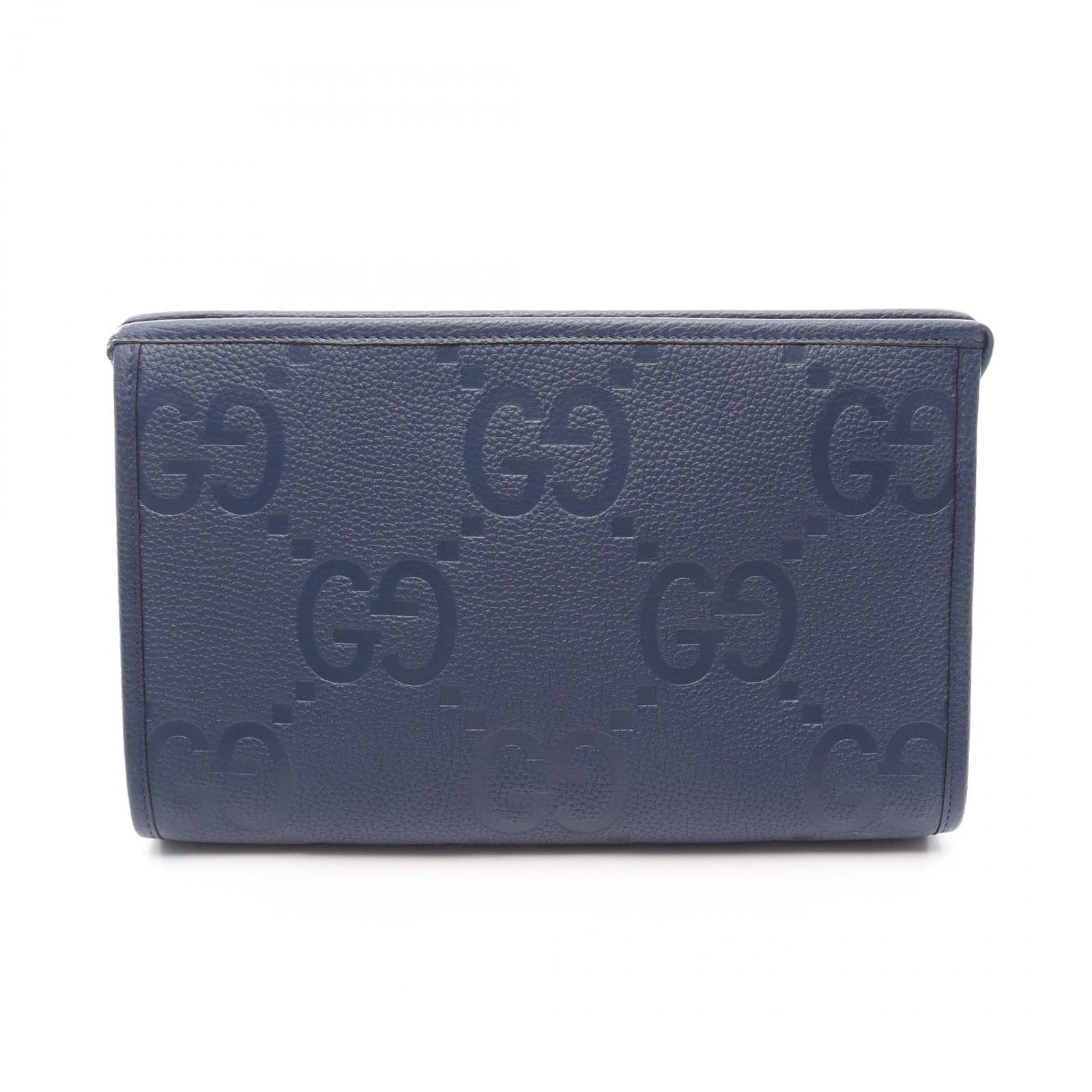 Gucci Clutch Jumbo GG Pouch Navy Leather