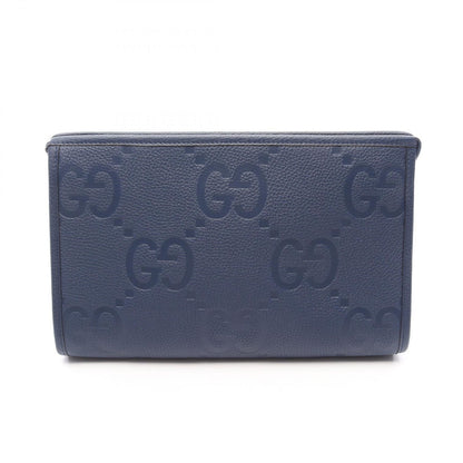 Gucci Clutch Jumbo GG Pouch Navy Leather