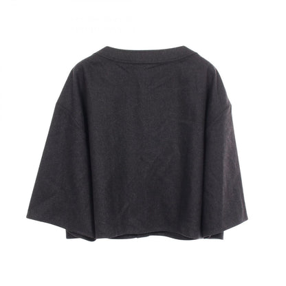 Celine Collarless Jacket Crop Top Triomphe Button Flap Pocket Cashmere — view 2