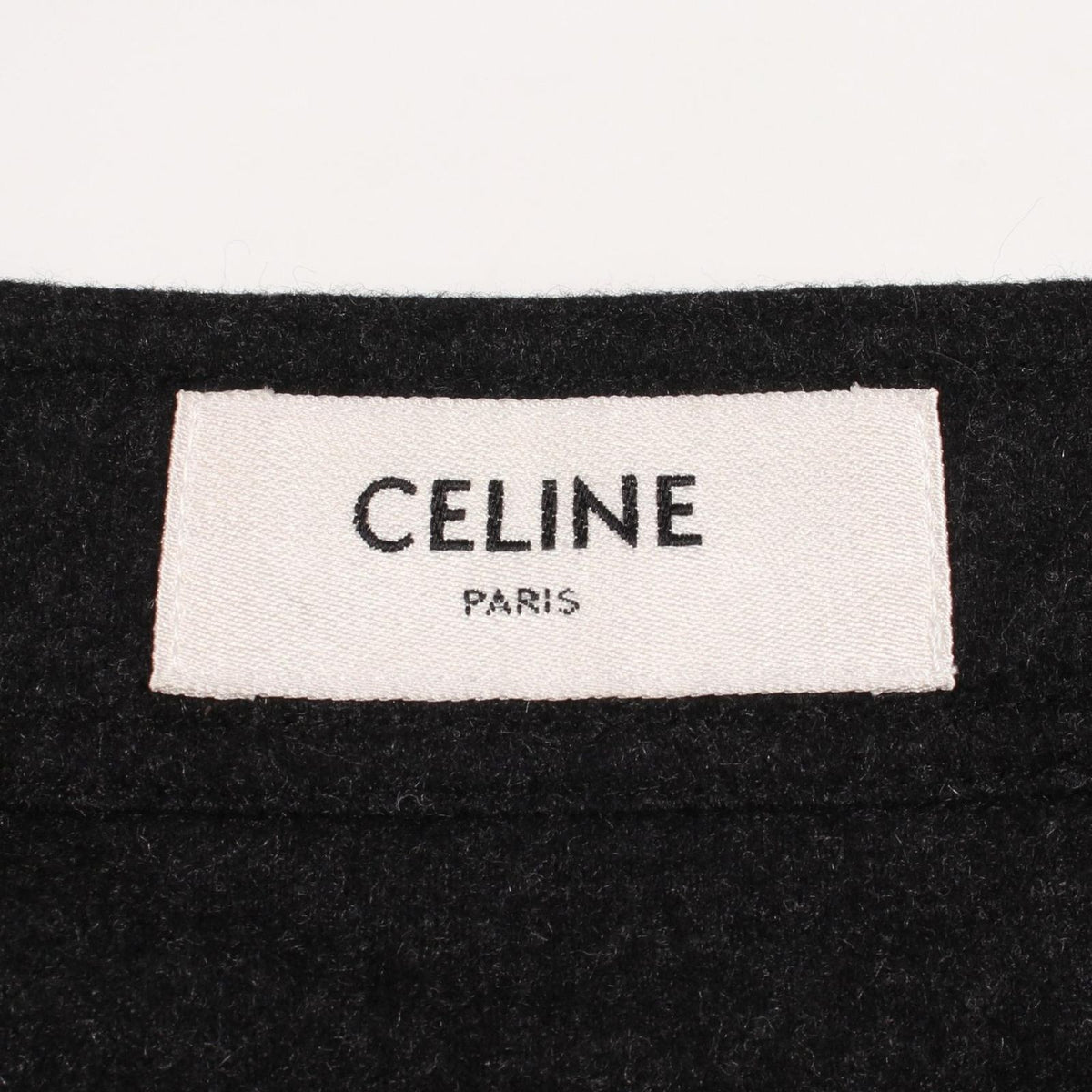 Celine Collarless Jacket Crop Top Triomphe Button Flap Pocket Cashmere — view 3