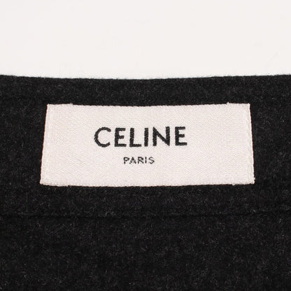 Celine Collarless Jacket Crop Top Triomphe Button Flap Pocket Cashmere — view 3