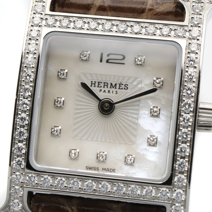 Hermes Watch White Shell Stainless Steel Diamond — view 3