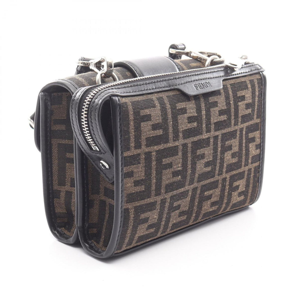 Fendi Shoulder Bag Double Baguette Canvas Leather — view 2