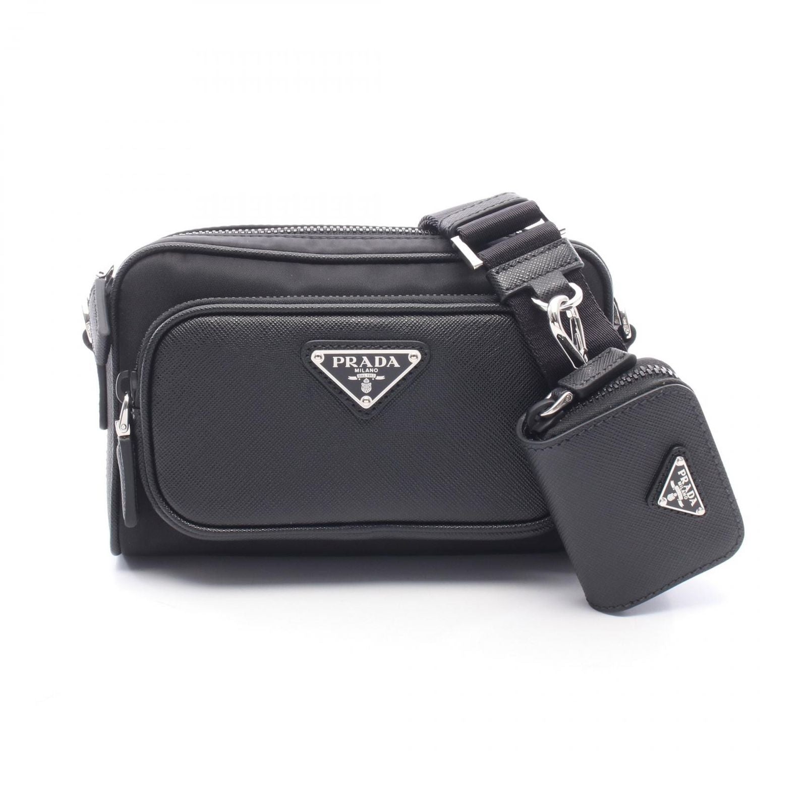 Prada Shoulder Bag Tessuto Nylon Saffiano Leather