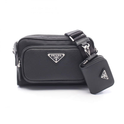 Prada Shoulder Bag Tessuto Nylon Saffiano Leather